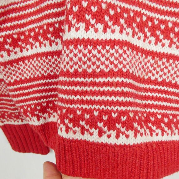 Gap Fair Isle Mock Neck Pullover Sweater Sz M Red Ivory Heavyweight Knit - Picture 6 of 9